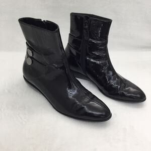 COLE HAAN Black Patent Leather Ankle Booties Sz 7